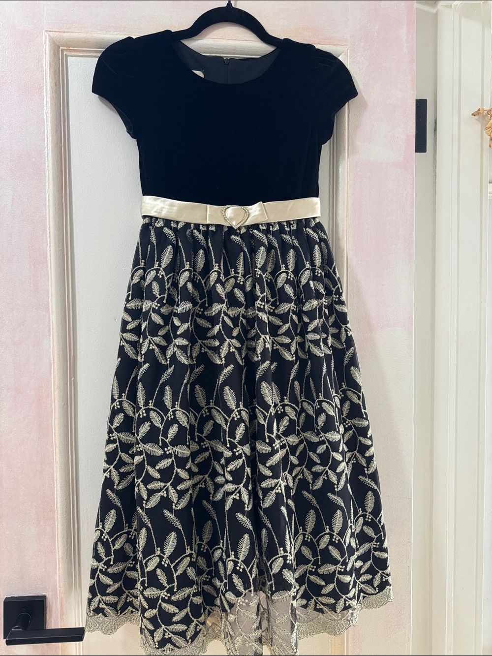 Cinderella Black & Gold Embroidered Formal Dress for Girls